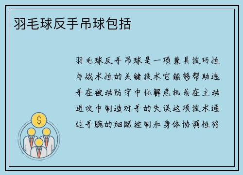 羽毛球反手吊球包括